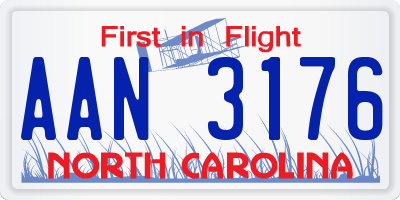 NC license plate AAN3176