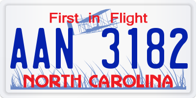 NC license plate AAN3182