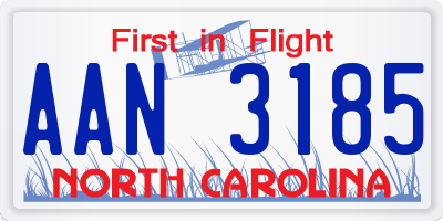 NC license plate AAN3185