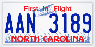 NC license plate AAN3189
