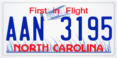 NC license plate AAN3195