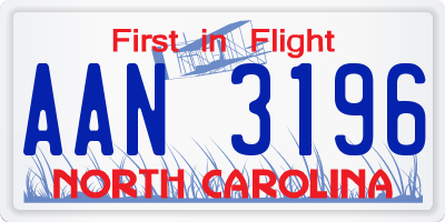 NC license plate AAN3196