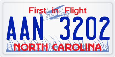 NC license plate AAN3202