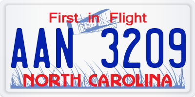 NC license plate AAN3209