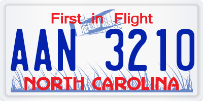 NC license plate AAN3210