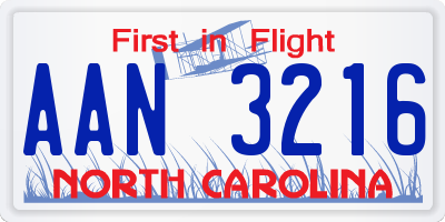 NC license plate AAN3216