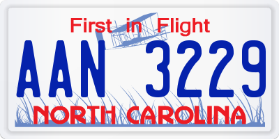 NC license plate AAN3229