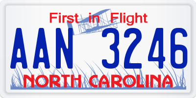 NC license plate AAN3246
