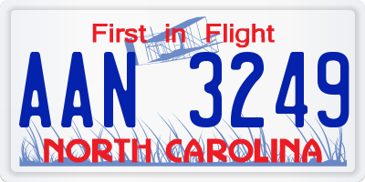 NC license plate AAN3249