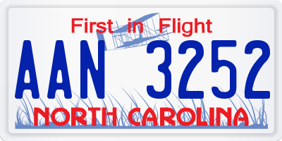 NC license plate AAN3252