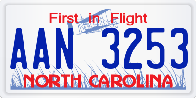 NC license plate AAN3253