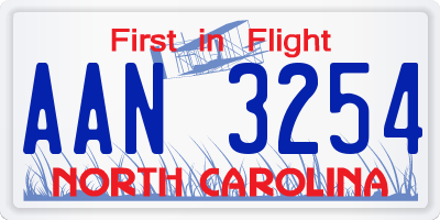 NC license plate AAN3254