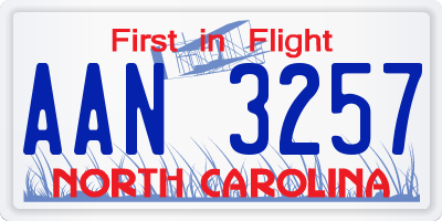 NC license plate AAN3257
