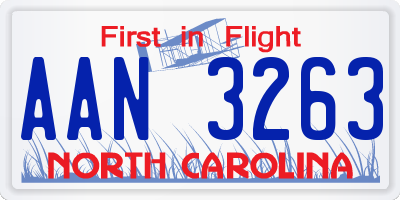 NC license plate AAN3263