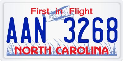 NC license plate AAN3268
