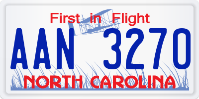 NC license plate AAN3270