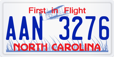 NC license plate AAN3276