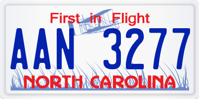 NC license plate AAN3277