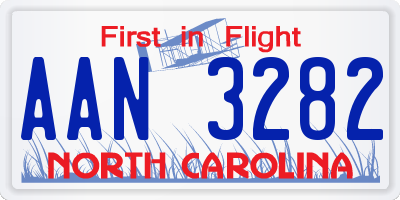 NC license plate AAN3282