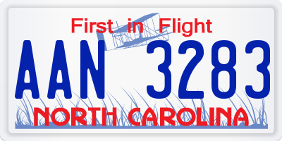 NC license plate AAN3283