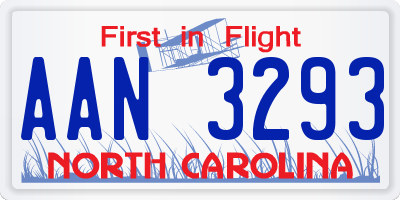 NC license plate AAN3293