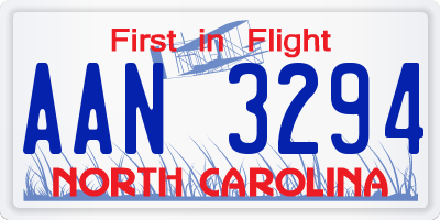 NC license plate AAN3294