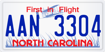 NC license plate AAN3304