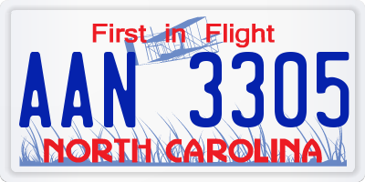 NC license plate AAN3305