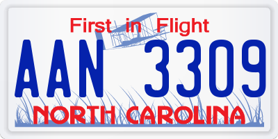 NC license plate AAN3309