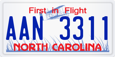 NC license plate AAN3311