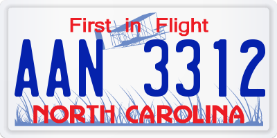 NC license plate AAN3312