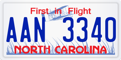 NC license plate AAN3340