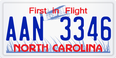 NC license plate AAN3346