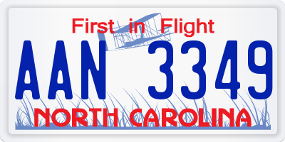 NC license plate AAN3349