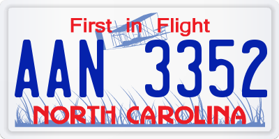 NC license plate AAN3352
