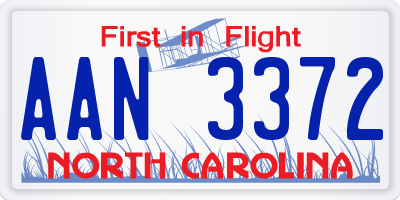 NC license plate AAN3372