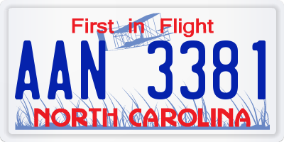 NC license plate AAN3381