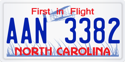 NC license plate AAN3382