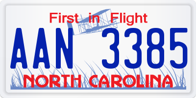 NC license plate AAN3385