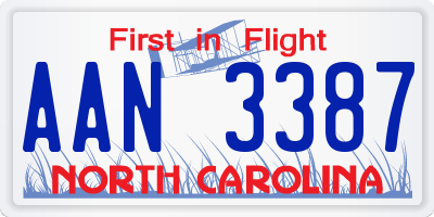 NC license plate AAN3387