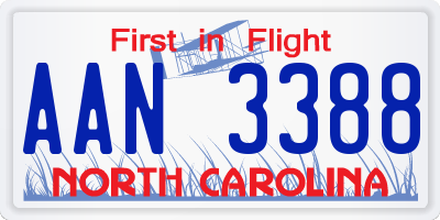NC license plate AAN3388
