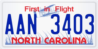 NC license plate AAN3403