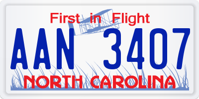 NC license plate AAN3407
