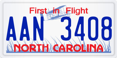 NC license plate AAN3408
