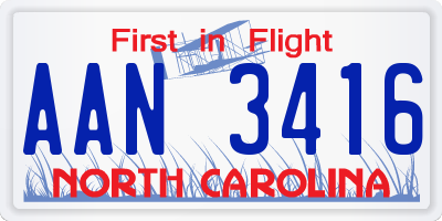 NC license plate AAN3416