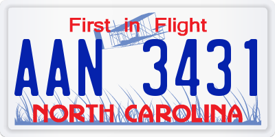 NC license plate AAN3431