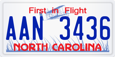 NC license plate AAN3436