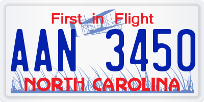 NC license plate AAN3450