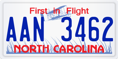NC license plate AAN3462