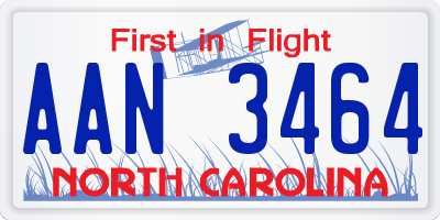 NC license plate AAN3464